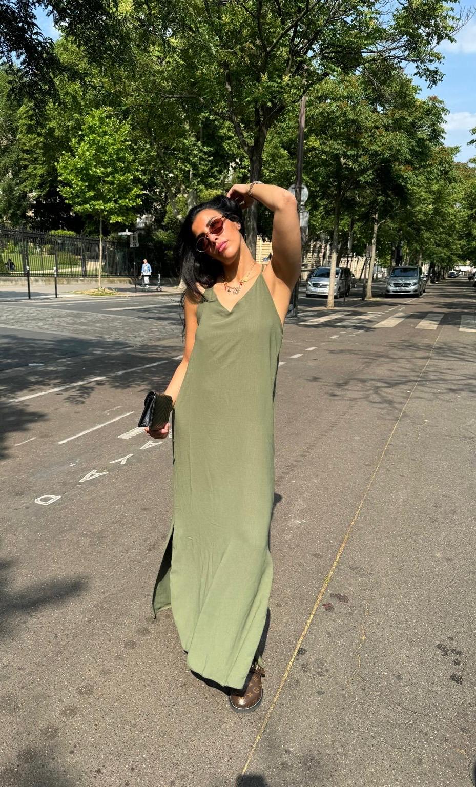 Robe à bretelles Kaki